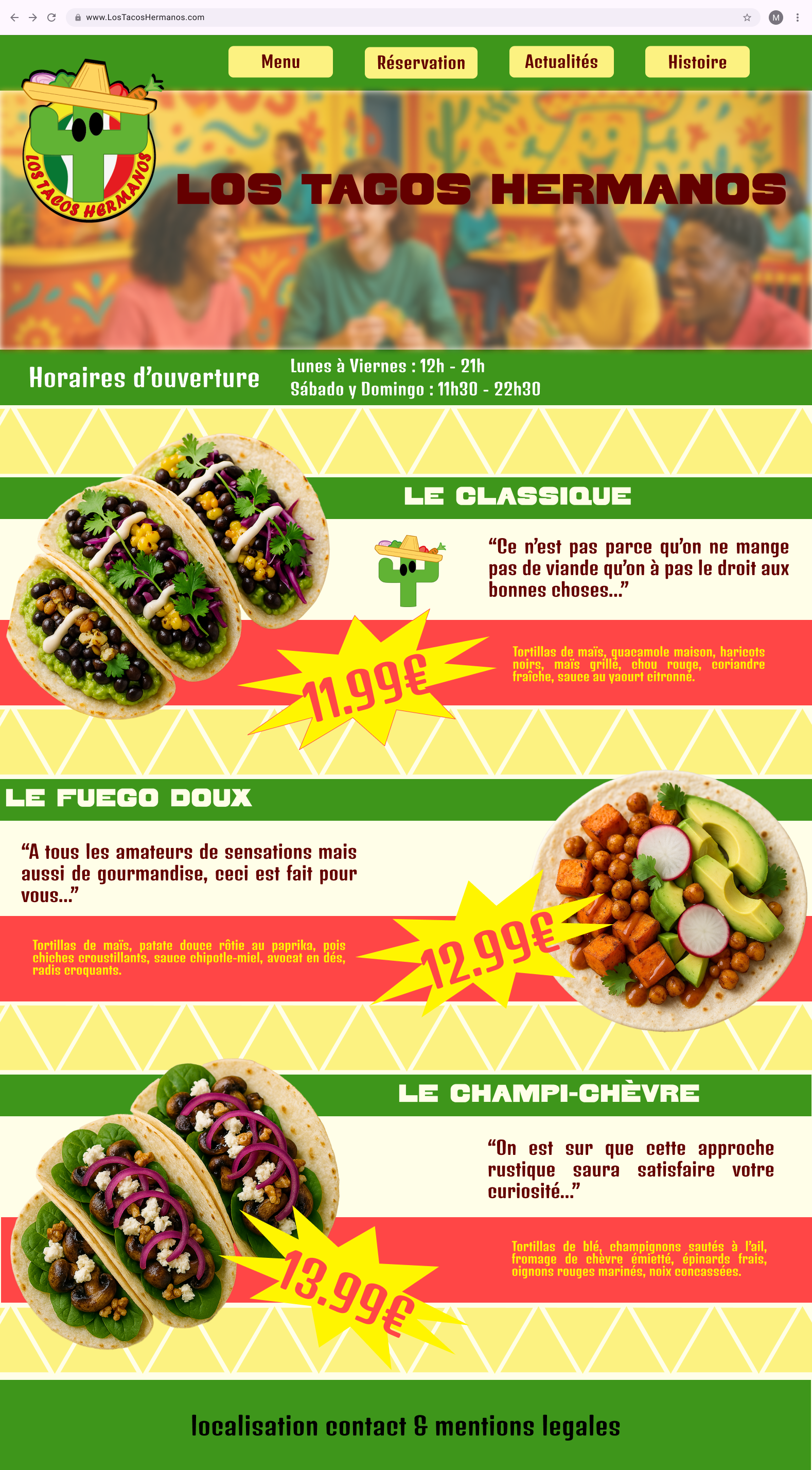 Maquette site Tacos Hermanos